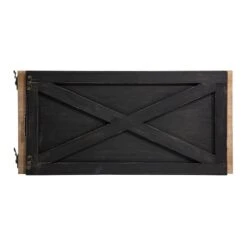 Glitzhome® 22" Wooden Tree Collar Washed Black -Holiday Glow D479576S 7