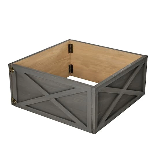 Glitzhome® 26" Warm Gray Wooden Tree Collar 3 Glitzhome® 26" Warm Gray Wooden Tree Collar