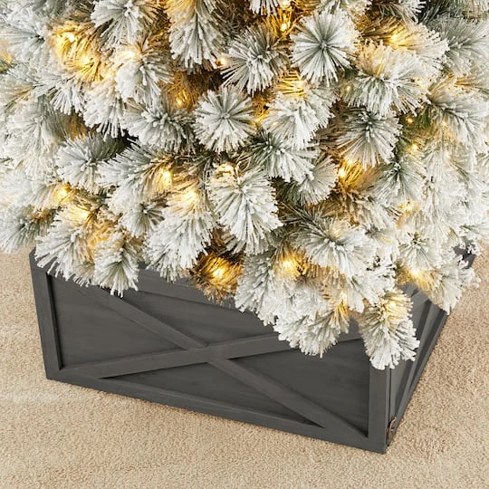 Glitzhome® 26" Warm Gray Wooden Tree Collar 7 Glitzhome® 26" Warm Gray Wooden Tree Collar - Image 5