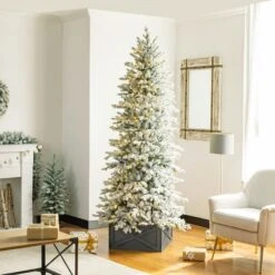 Glitzhome® 26" Warm Gray Wooden Tree Collar 16 Glitzhome® 26" Warm Gray Wooden Tree Collar -Holiday Glow D479577S 5