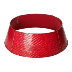 Glitzhome® Red 40.5" Hammered Metal Tree Collar 12 Glitzhome® Red 40.5" Hammered Metal Tree Collar -Holiday Glow D479580S 1 1