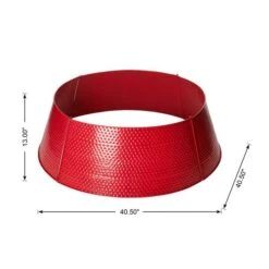 Glitzhome® Red 40.5" Hammered Metal Tree Collar 19 Glitzhome® Red 40.5" Hammered Metal Tree Collar -Holiday Glow D479580S 8