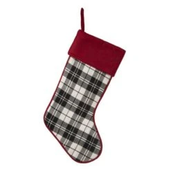 Glitzhome® Black & White Plaid Stockings & Tree Skirt Set 14 Glitzhome® Black & White Plaid Stockings & Tree Skirt Set -Holiday Glow D479594S 3