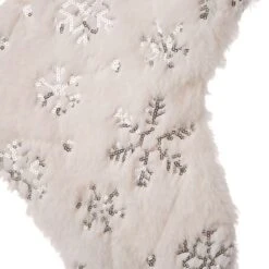 Glitzhome® White Plush Snowflake Stockings & Tree Skirt Set -Holiday Glow D479597S 5