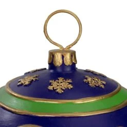 Northlight 12" Blue And Gold Painted Large LED Ball Ornament -Holiday Glow D491047S 3