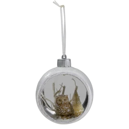 Northlight Silver And White Matte Cutout Owl Ball Ornament 4 Northlight Silver And White Matte Cutout Owl Ball Ornament - Image 2