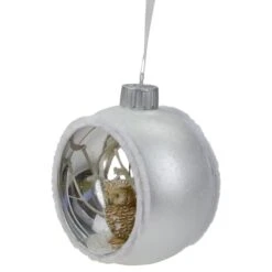 Northlight Silver And White Matte Cutout Owl Ball Ornament 8 Northlight Silver And White Matte Cutout Owl Ball Ornament -Holiday Glow D491049S 2