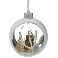 Northlight Silver And White Matte Cutout Owl Ball Ornament 9 Northlight Silver And White Matte Cutout Owl Ball Ornament -Holiday Glow D491049S 3