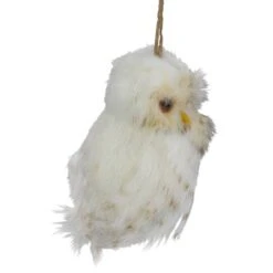 Northlight White And Brown Faux Fur Owl Ornament -Holiday Glow D491051S 14
