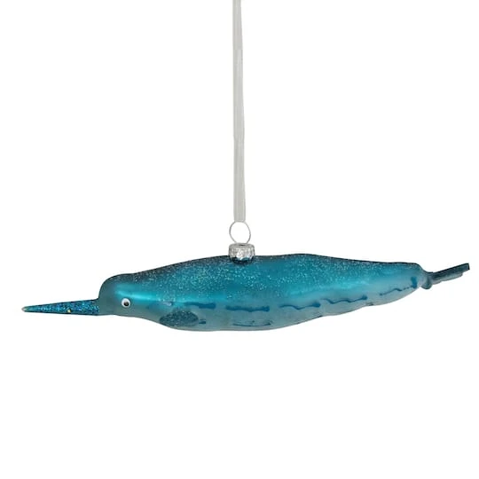 Northlight Blue Glitter Pipefish Glass Ornament 4 Northlight Blue Glitter Pipefish Glass Ornament - Image 2
