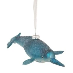 Northlight Blue Glitter Pipefish Glass Ornament 12 Northlight Blue Glitter Pipefish Glass Ornament -Holiday Glow D491052S 2