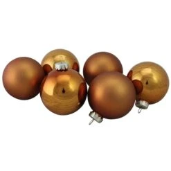 Northlight 6ct. Bronze & Amber 2-Finish Glass Ball Ornaments -Holiday Glow D491054S 11
