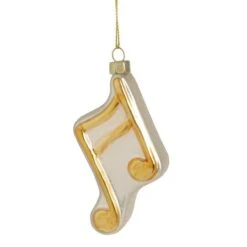 Northlight Gold & White Eighth Note Music Symbol Glass Ornament -Holiday Glow D491061S 11