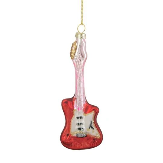 Northlight Red & Silver Bass Guitar Glass Ornament 8 Northlight Red & Silver Bass Guitar Glass Ornament - Image 6