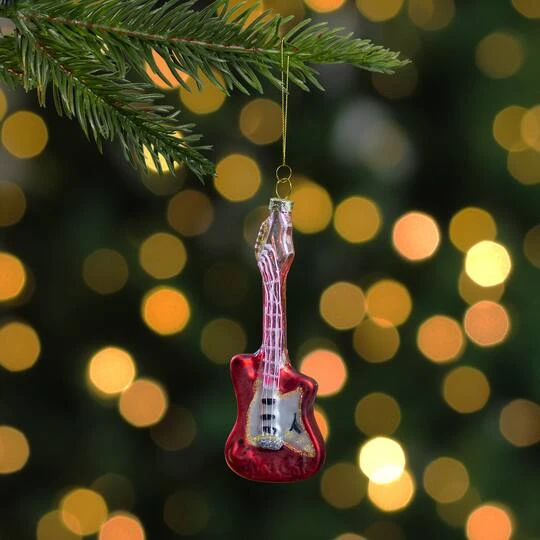 Northlight Red & Silver Bass Guitar Glass Ornament 9 Northlight Red & Silver Bass Guitar Glass Ornament - Image 7