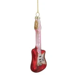 Northlight Red & Silver Bass Guitar Glass Ornament 19 Northlight Red & Silver Bass Guitar Glass Ornament -Holiday Glow D491062S 13