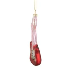 Northlight Red & Silver Bass Guitar Glass Ornament 20 Northlight Red & Silver Bass Guitar Glass Ornament -Holiday Glow D491062S 14