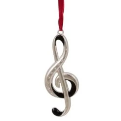 Northlight Silver Plated Clef Music Note Crystal Embellished Metal Ornament