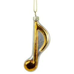 Northlight Gold & White Sixteenth Note Music Symbol Glass Ornament 13 Northlight Gold & White Sixteenth Note Music Symbol Glass Ornament -Holiday Glow D491065S 11