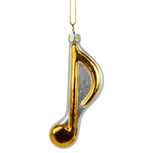 Northlight Gold & White Sixteenth Note Music Symbol Glass Ornament 6 Northlight Gold & White Sixteenth Note Music Symbol Glass Ornament - Image 4
