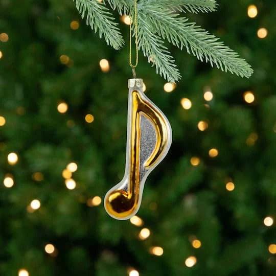 Northlight Gold & White Sixteenth Note Music Symbol Glass Ornament 7 Northlight Gold & White Sixteenth Note Music Symbol Glass Ornament - Image 5