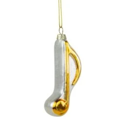Northlight Gold & White Sixteenth Note Music Symbol Glass Ornament 17 Northlight Gold & White Sixteenth Note Music Symbol Glass Ornament -Holiday Glow D491065S 15