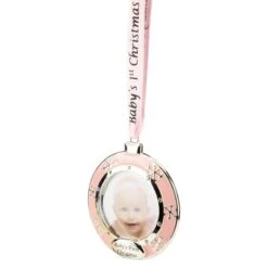 Northlight Pink & Silver Baby's First Christmas Crystal Embellished Photo Ornament 12 Northlight Pink & Silver Baby's First Christmas Crystal Embellished Photo Ornament -Holiday Glow D491066S 13