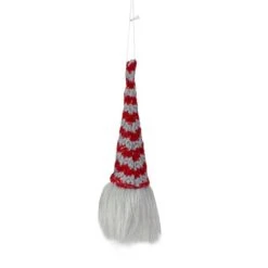 Northlight 8" Red & Gray Knit Gnome Head LED Ornament -Holiday Glow D491069S 3