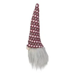 Northlight 8" Red, White & Gray Knit Gnome Head LED Ornament -Holiday Glow D491071S 2