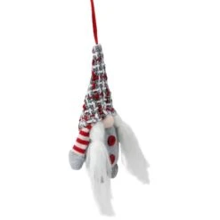 Northlight 6" Gray & Red Plaid Santa's Helper Gnome Hat Knit Ornament -Holiday Glow D491072S 3
