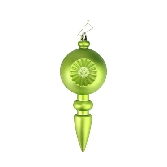 4ct. 7.5" Matte Green Kiwi Retro Reflector Shatterproof Christmas Finial Ornaments 3 4ct. 7.5" Matte Green Kiwi Retro Reflector Shatterproof Christmas Finial Ornaments