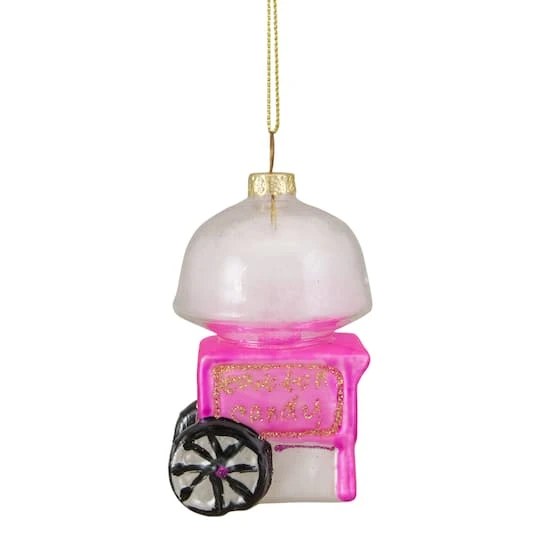 Northlight 3.5" Pink, White & Gold Cotton Candy Machine Glass Christmas Ornament 4 Northlight 3.5" Pink, White & Gold Cotton Candy Machine Glass Christmas Ornament - Image 2