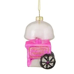Northlight 3.5" Pink, White & Gold Cotton Candy Machine Glass Christmas Ornament 15 Northlight 3.5" Pink, White & Gold Cotton Candy Machine Glass Christmas Ornament -Holiday Glow D491085S 3