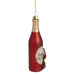 Northlight 6" Matte Red Wine Country Glass Bottle Christmas Ornament -Holiday Glow D491087S 14