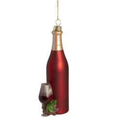 Northlight 6" Matte Red Wine Country Glass Bottle Christmas Ornament -Holiday Glow D491087S 15