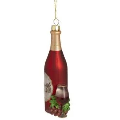 Northlight 6" Matte Red Wine Country Glass Bottle Christmas Ornament -Holiday Glow D491087S 3