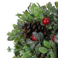 Northlight 7" Green & Red Glitter Berry Pine Cone Topiary Ball Ornament 8 Northlight 7" Green & Red Glitter Berry Pine Cone Topiary Ball Ornament -Holiday Glow D491089S 2