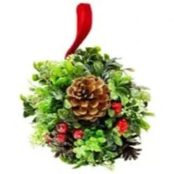 Northlight 7" Green & Red Glitter Berry Pine Cone Topiary Ball Ornament 9 Northlight 7" Green & Red Glitter Berry Pine Cone Topiary Ball Ornament -Holiday Glow D491089S 3