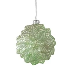 Northlight 4" Glittered Green Poinsettia Flower Glass Christmas Ornament 14 Northlight 4" Glittered Green Poinsettia Flower Glass Christmas Ornament -Holiday Glow D491091S 11