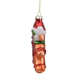 Northlight 5" Gingerbread Man With Santa Hat Hanging Glass Christmas Ornament 12 Northlight 5" Gingerbread Man With Santa Hat Hanging Glass Christmas Ornament -Holiday Glow D491096S 4