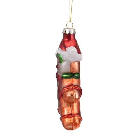 Northlight 5" Gingerbread Man With Santa Hat Hanging Glass Christmas Ornament 7 Northlight 5" Gingerbread Man With Santa Hat Hanging Glass Christmas Ornament - Image 5