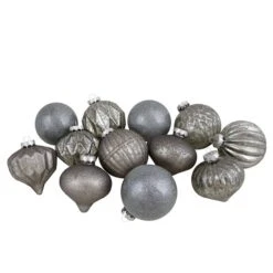 Northlight 12ct. 3" Neutral Tone Finial & Glass Ball Christmas Ornaments 9 Northlight 12ct. 3" Neutral Tone Finial & Glass Ball Christmas Ornaments -Holiday Glow D491098S 11