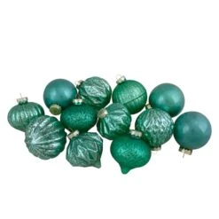 Northlight 12ct. 3" Glitter & Matte Green Finial & Glass Ball Christmas Ornaments 9 Northlight 12ct. 3" Glitter & Matte Green Finial & Glass Ball Christmas Ornaments -Holiday Glow D491099S 11