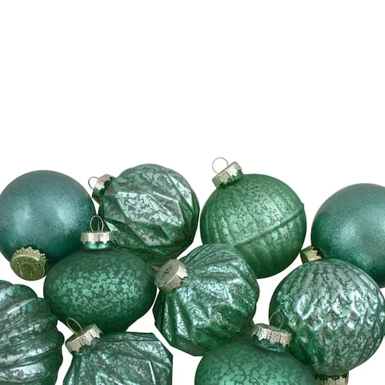 Northlight 12ct. 3" Glitter & Matte Green Finial & Glass Ball Christmas Ornaments 6 Northlight 12ct. 3" Glitter & Matte Green Finial & Glass Ball Christmas Ornaments - Image 4