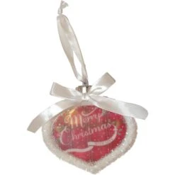 Northlight 4.5" Glitter White & Red LED Lighted 'Merry Christmas' With Love Ornament -Holiday Glow D491104S 1 1