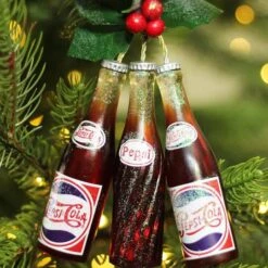 Northlight Trio Of Pepsi Cola Bottles Ornament -Holiday Glow D491111S 3