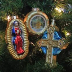 Northlight Shiny Gold Religious Figurine Glass Ornaments, Set Of 3 -Holiday Glow D491120S 2