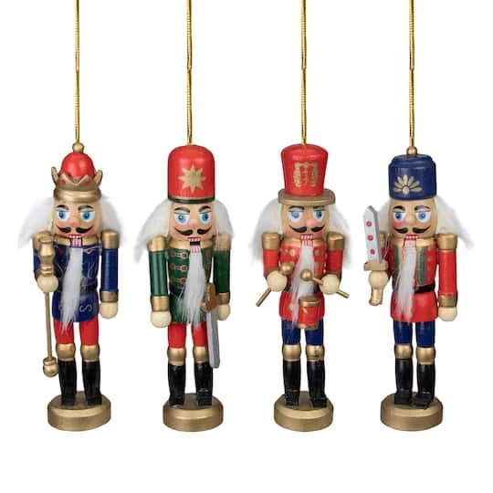 Northlight 4ct. 5" Multicolor Nutcracker Wood Ornaments 3 Northlight 4ct. 5" Multicolor Nutcracker Wood Ornaments