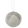 Northlight 4.25" White And Silver Faux Fur Ball Ornament