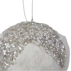 Northlight 4.25" White And Silver Faux Fur Ball Ornament 10 Northlight 4.25" White And Silver Faux Fur Ball Ornament -Holiday Glow D491130S 3